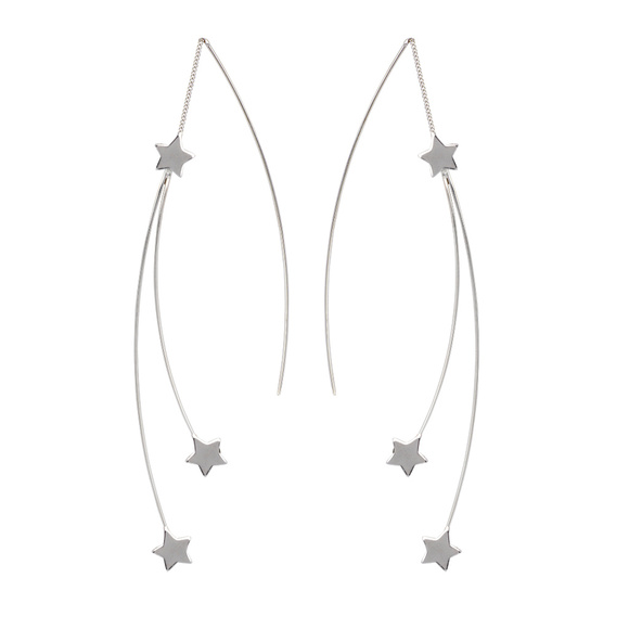 Sterling Silver Double Wire Star Threader Earrings